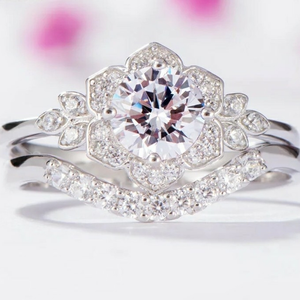 Genuine moissanite bridal set sz 7